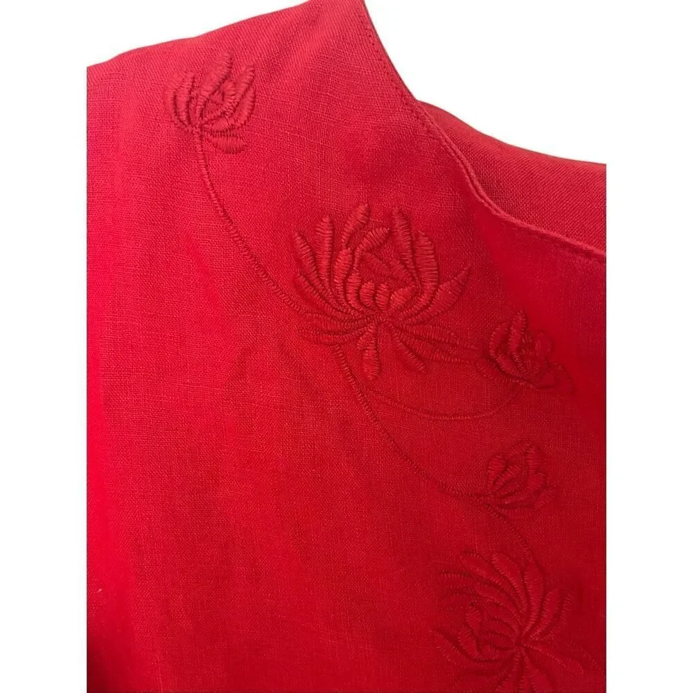 Chaps Classic Ralph Lauren linen red tunic
